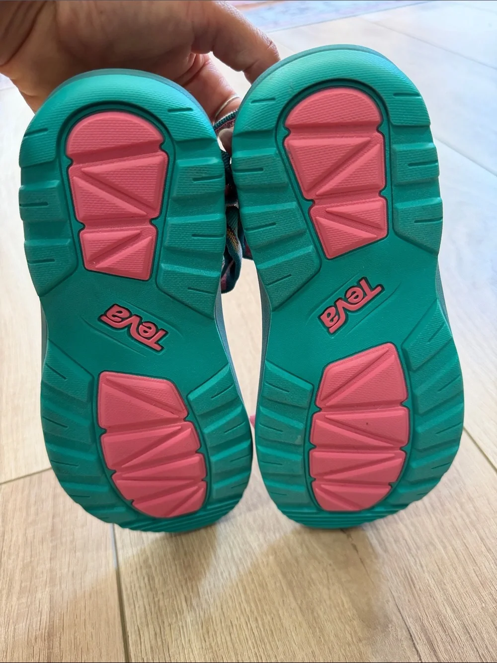 Teva Teal Sandals with Pink Accents
